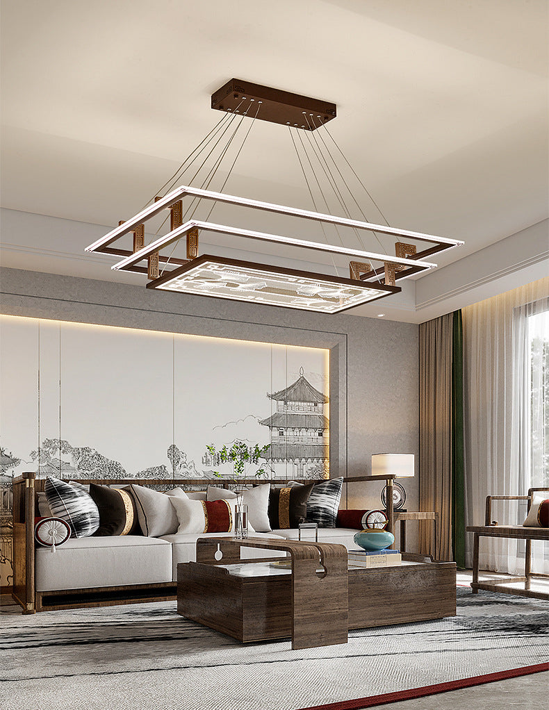 Brown Aluminum Hanging Pendant Lights Contemporary Hanging Lamps for Tea House