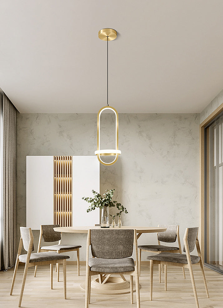 Metal Geometric Ceiling Suspension Lamp Simplicity Style LED Hanging Pendant Light