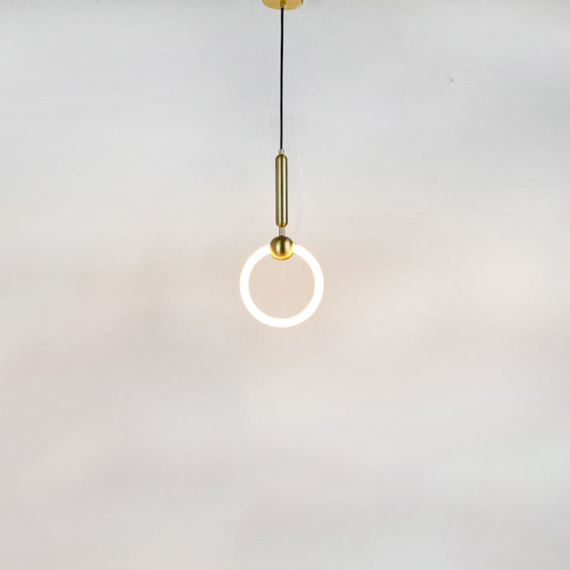 Metal Ring Pendant Lighting Fixture Simple Style LED Hanging Light Fixture in Gold
