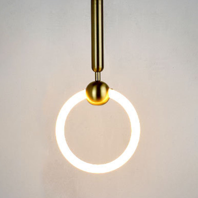 Metal Ring Pendant Lighting Fixture Simple Style LED Hanging Light Fixture in Gold