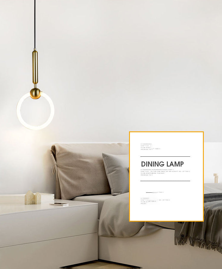 Metal Ring Pendant Lighting Fixture Simple Style LED Hanging Light Fixture in Gold