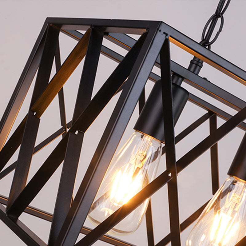 Rettangle Island Lampadella luci industriali di illuminazione del lampadario in metallo per tavolo da pranzo