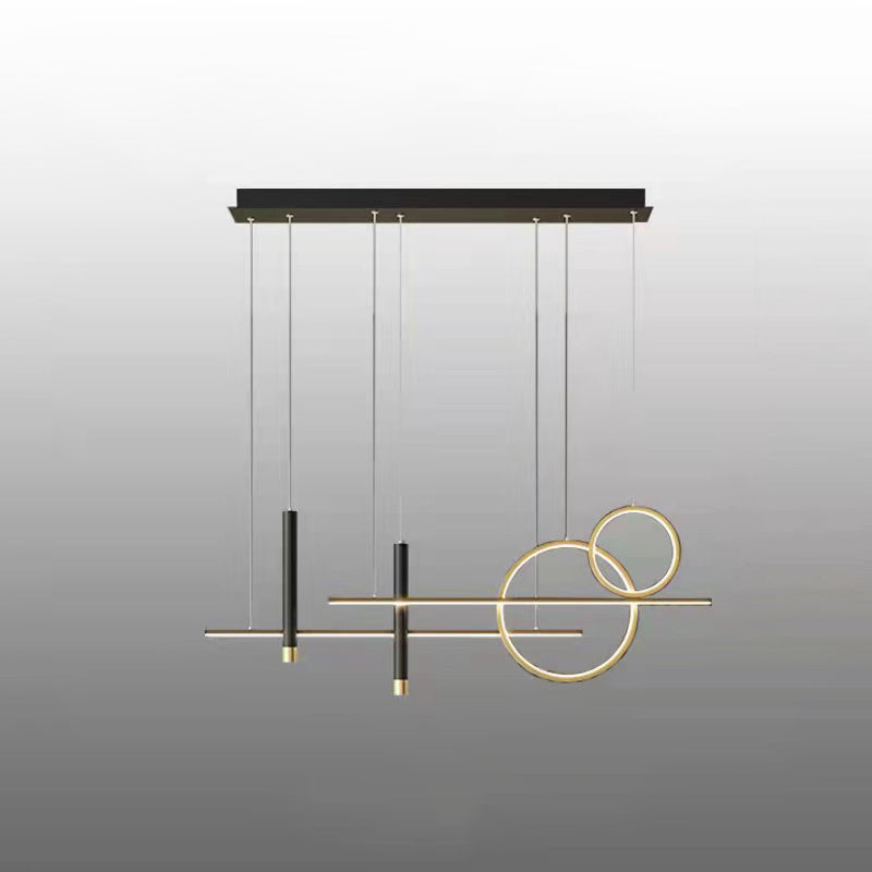 Luz de hierro forjado de isla LED lineal moderna Luz de hierro forjado con sombra de silicona