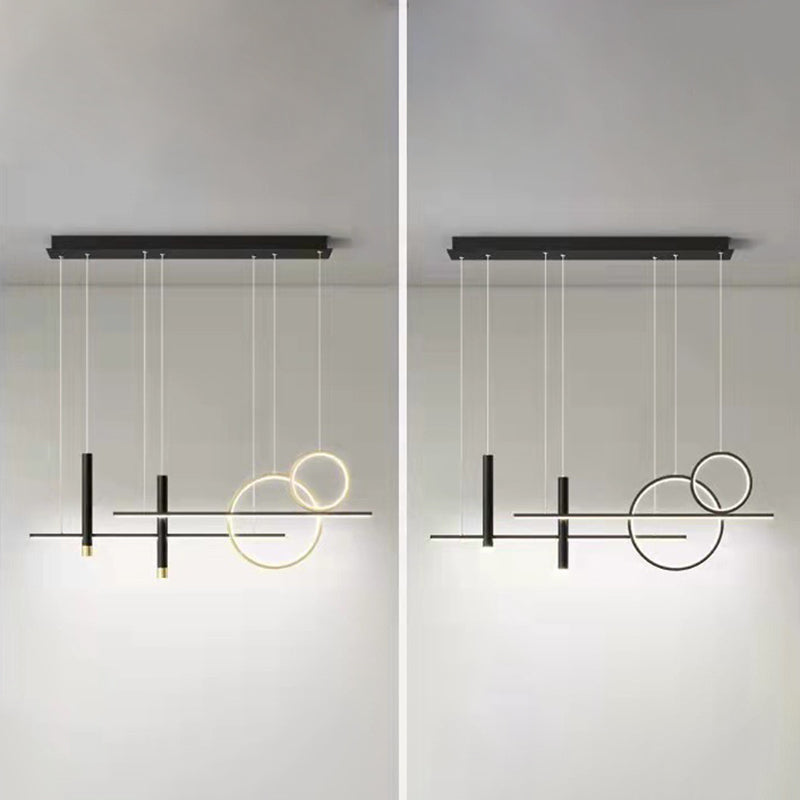 Luz de hierro forjado de isla LED lineal moderna Luz de hierro forjado con sombra de silicona