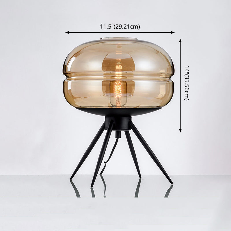 Postmoderne UFO-förmige Glas Tischlampe Single-Bulb-Nachttischlicht mit Quadpod