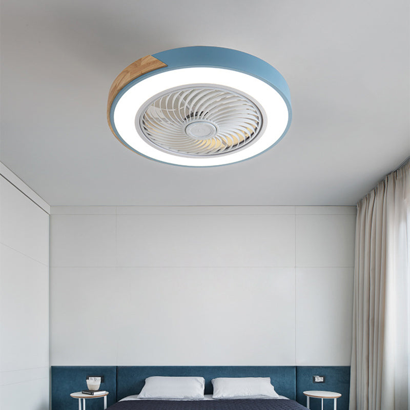 Runde Farbblöcke Deckenventilator Leuchte LED LED Metal Halbmontage Beleuchtung für Schlafzimmer