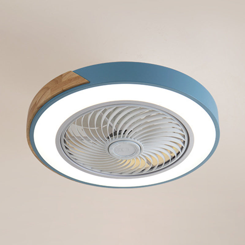 Runde Farbblöcke Deckenventilator Leuchte LED LED Metal Halbmontage Beleuchtung für Schlafzimmer