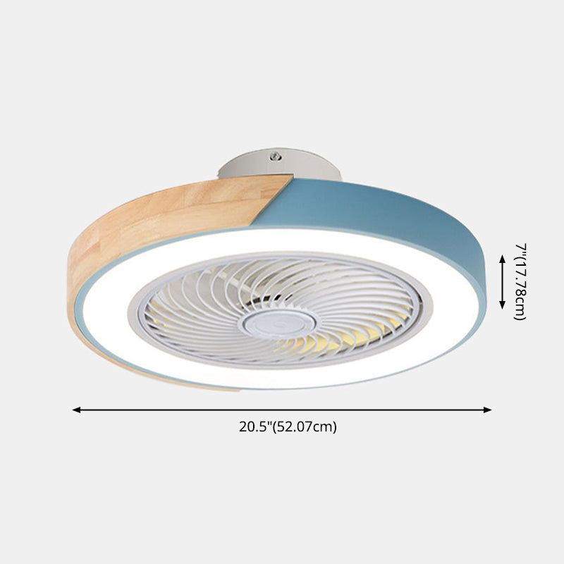 Runde Farbblöcke Deckenventilator Leuchte LED LED Metal Halbmontage Beleuchtung für Schlafzimmer