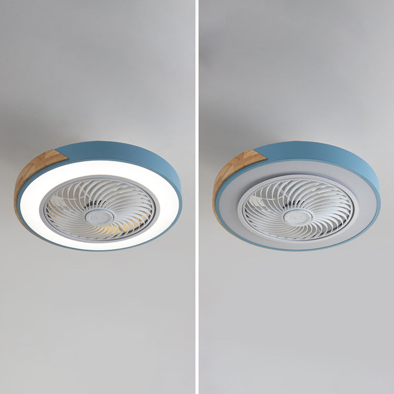Runde Farbblöcke Deckenventilator Leuchte LED LED Metal Halbmontage Beleuchtung für Schlafzimmer