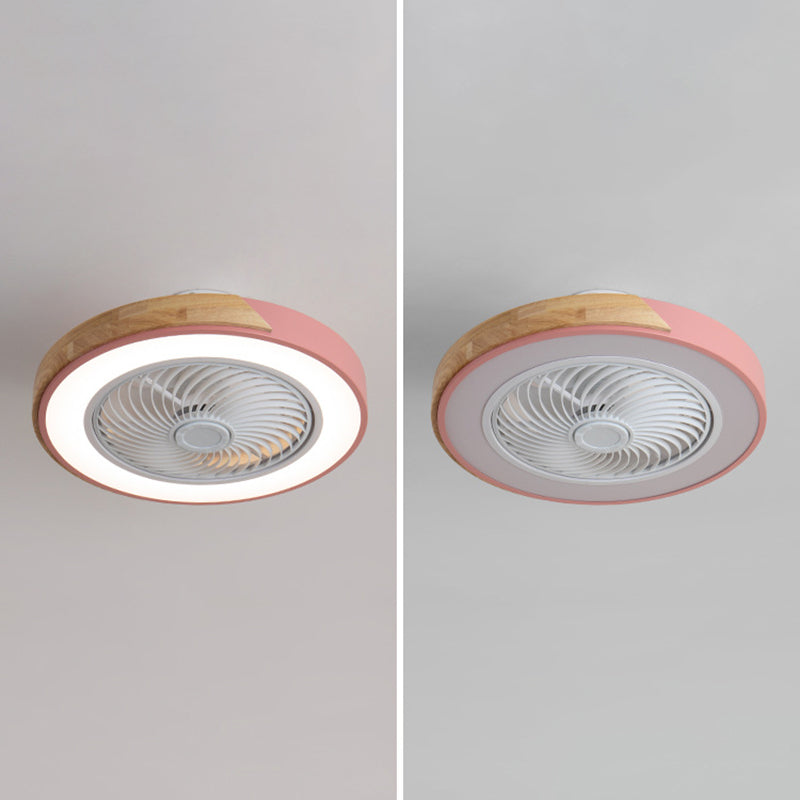 Runde Farbblöcke Deckenventilator Leuchte LED LED Metal Halbmontage Beleuchtung für Schlafzimmer