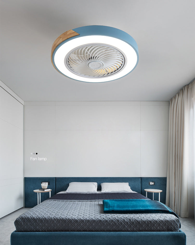 Runde Farbblöcke Deckenventilator Leuchte LED LED Metal Halbmontage Beleuchtung für Schlafzimmer