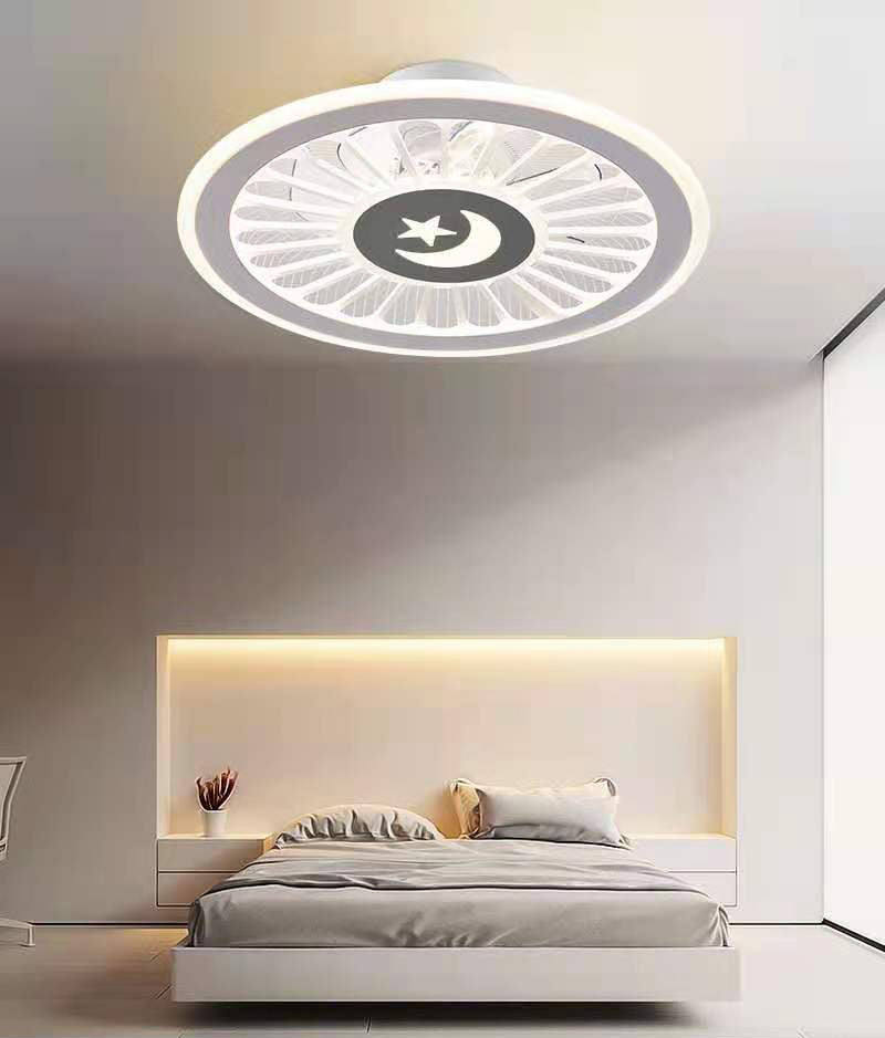 Einfachheit LED Deckenventilator weiße radförmige Halbflush -Licht mit Acrylschatten für Schlafzimmer