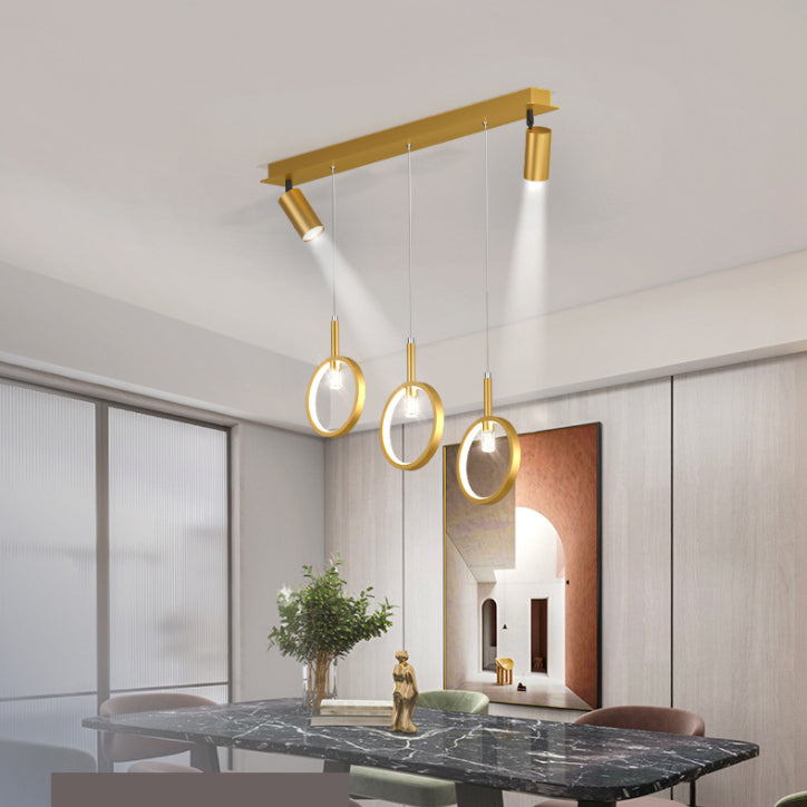 Modern Creative Linear Island Light Wrought Iron Pendant Light with Silicone Shade