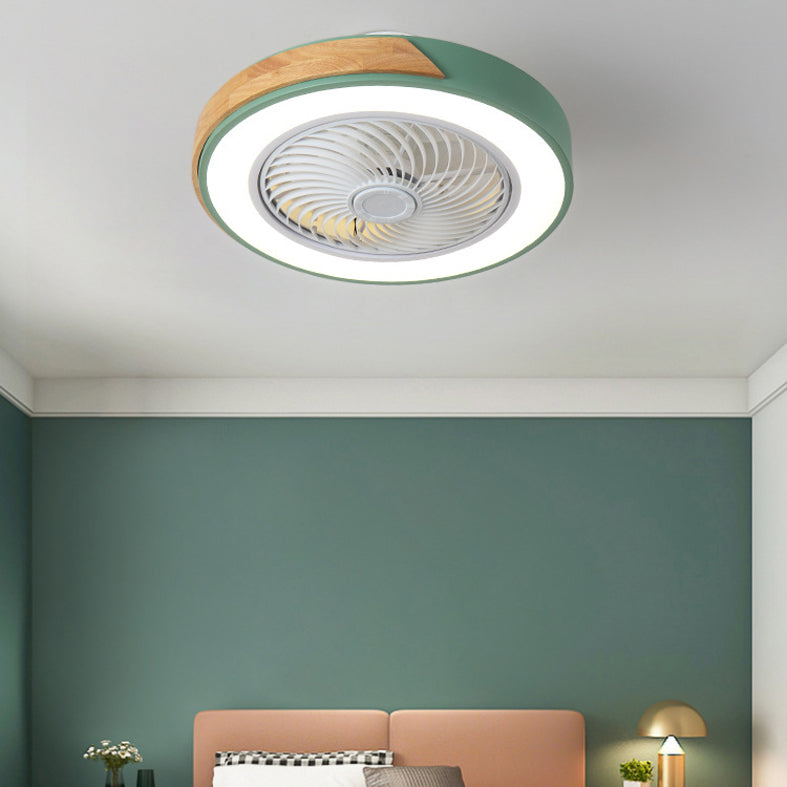 Runde Farbblöcke Deckenventilator Leuchte LED LED Metal Halbmontage Beleuchtung für Schlafzimmer