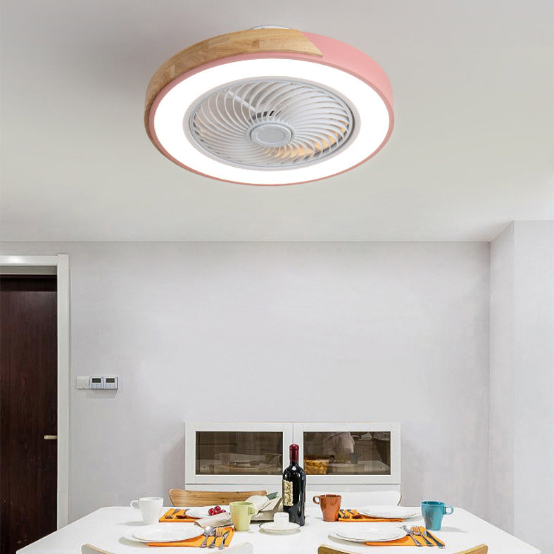 Runde Farbblöcke Deckenventilator Leuchte LED LED Metal Halbmontage Beleuchtung für Schlafzimmer