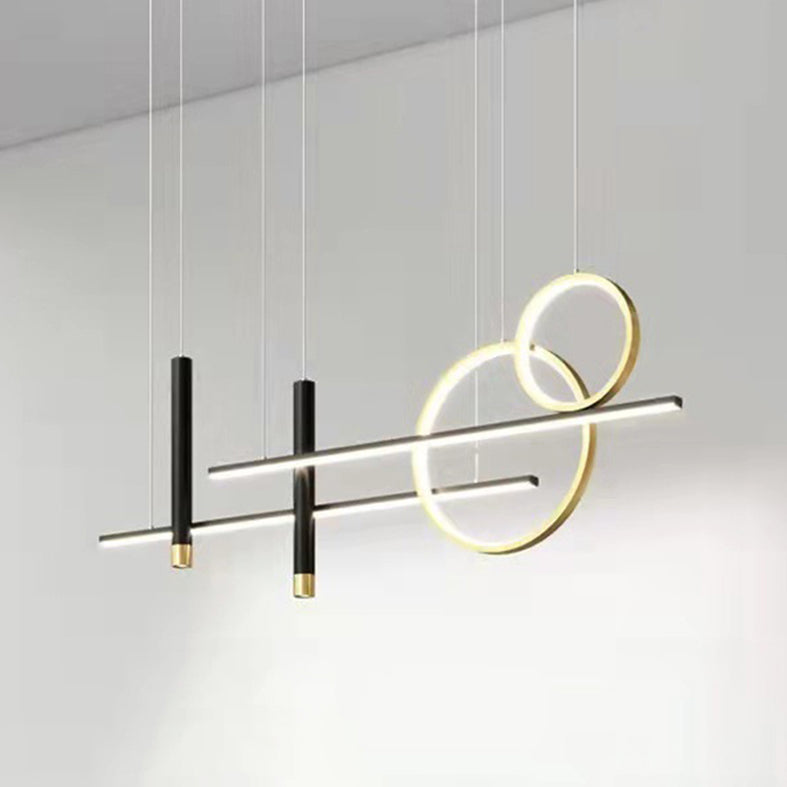 Luz de hierro forjado de isla LED lineal moderna Luz de hierro forjado con sombra de silicona