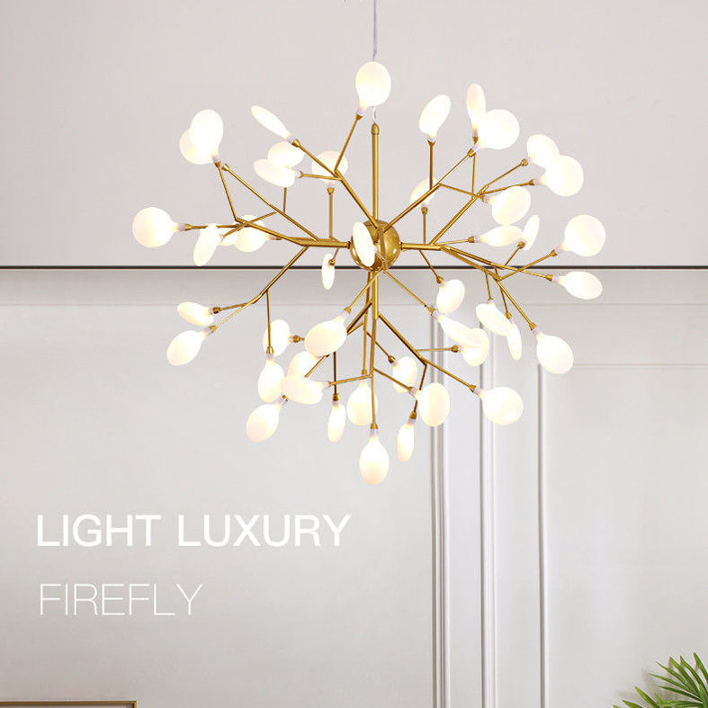 Fireflies Chandelier Lighting Fixture Minimalist Metal Gold Ceiling Hung Fixture