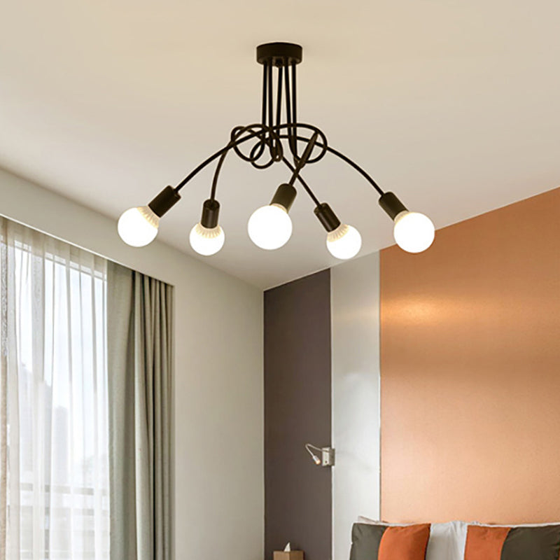 Lustre métallique industriel à montage Semi-encastré, ampoule nue, montage au plafond, pour chambre à coucher