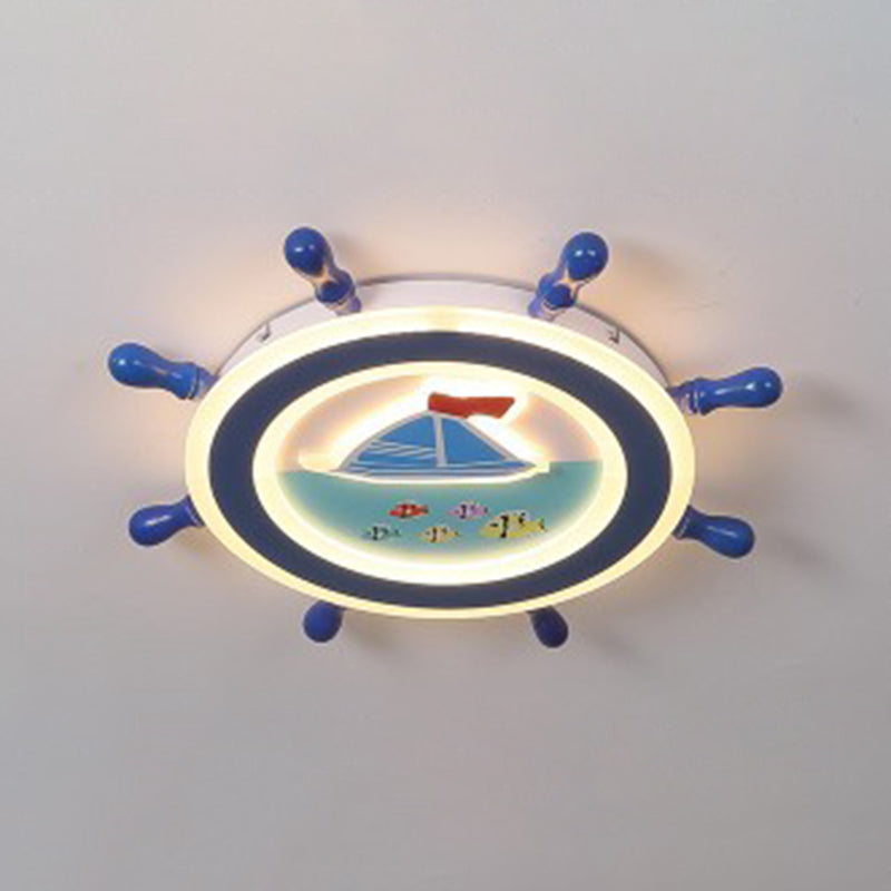 Plafonnier LED bleu en métal pour enfants, luminaire de plafond pour chambre d'enfant