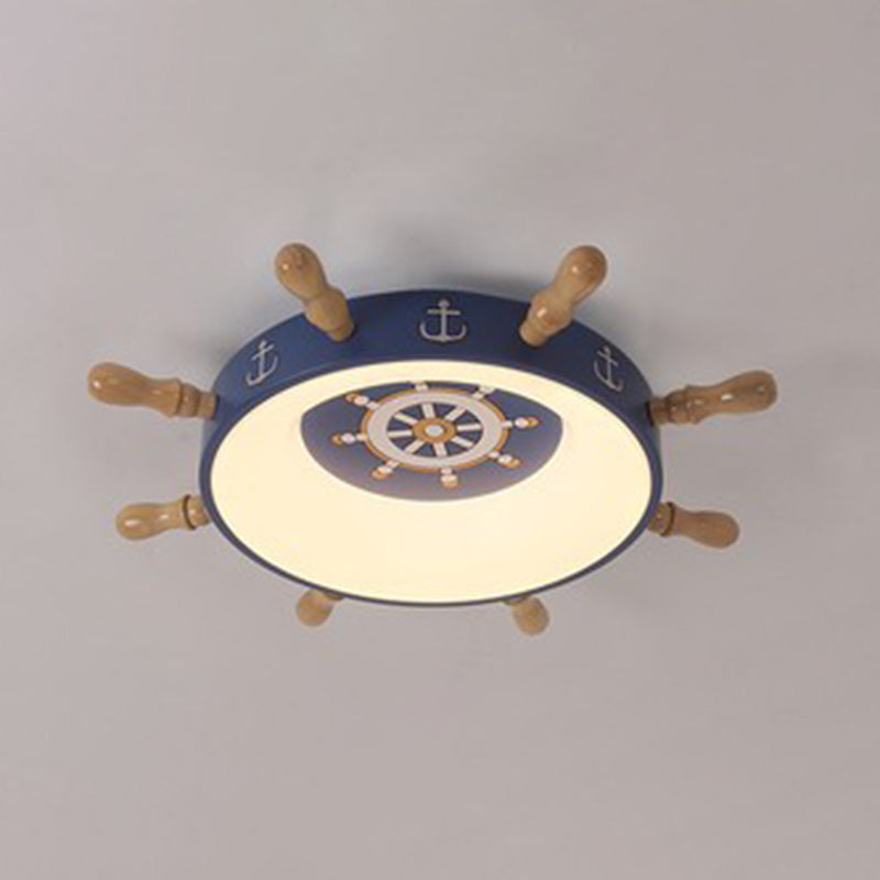 Plafonnier LED bleu en métal pour enfants, luminaire de plafond pour chambre d'enfant