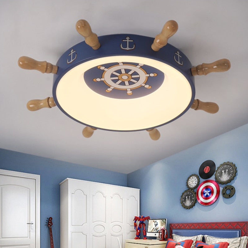 Plafonnier LED bleu en métal pour enfants, luminaire de plafond pour chambre d'enfant
