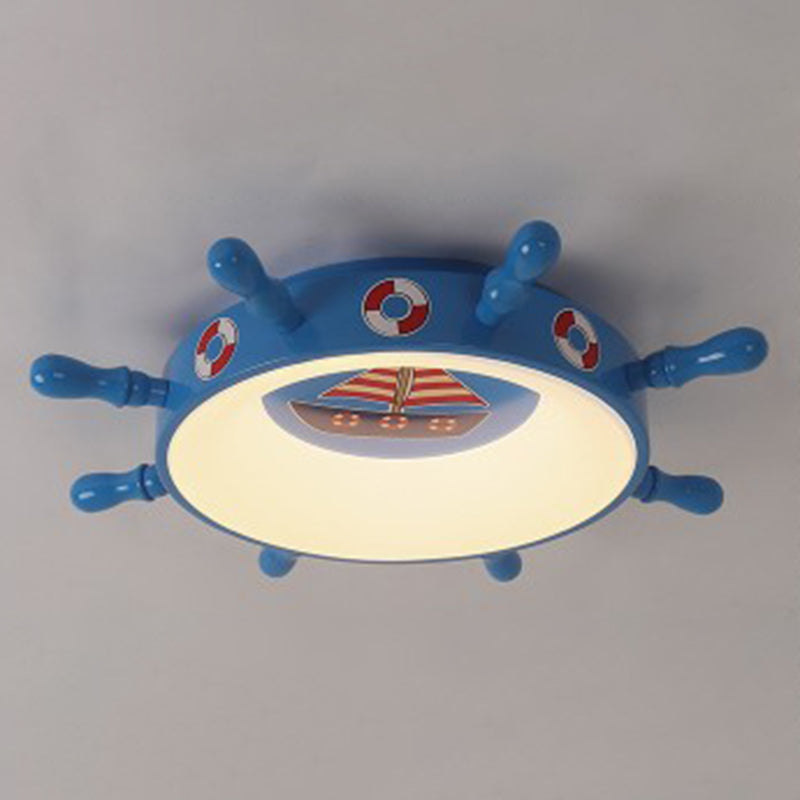Plafonnier LED bleu en métal pour enfants, luminaire de plafond pour chambre d'enfant