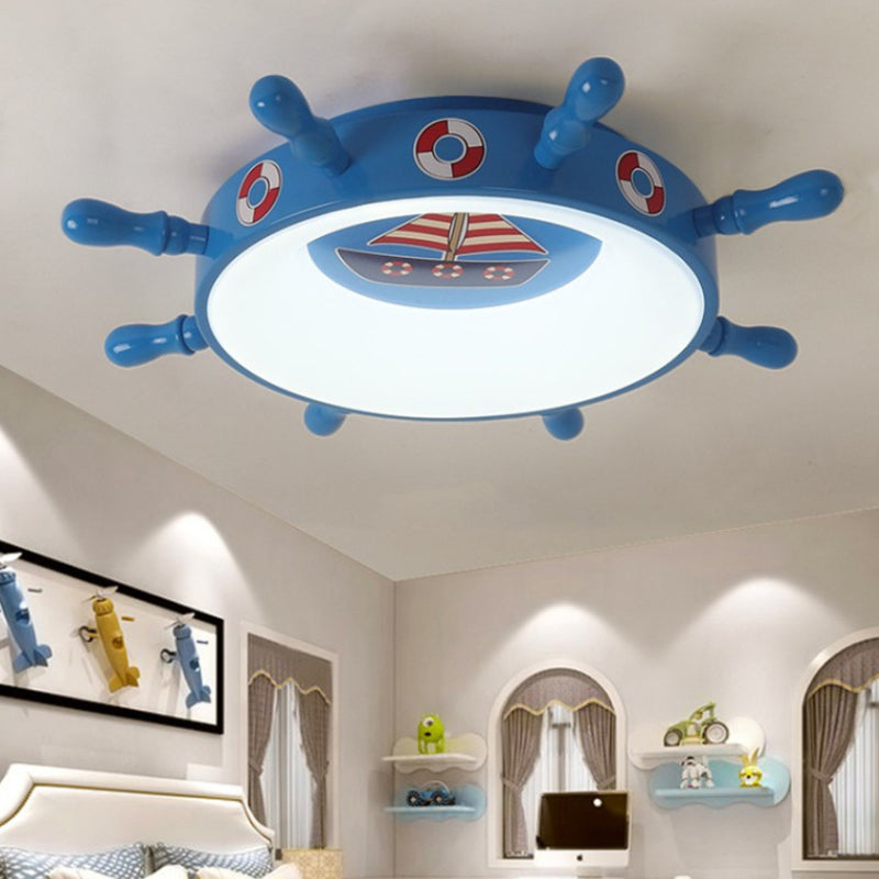 Plafonnier LED bleu en métal pour enfants, luminaire de plafond pour chambre d'enfant