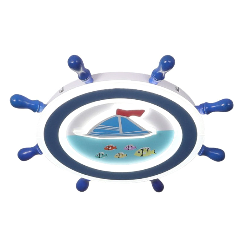 Plafonnier LED bleu en métal pour enfants, luminaire de plafond pour chambre d'enfant