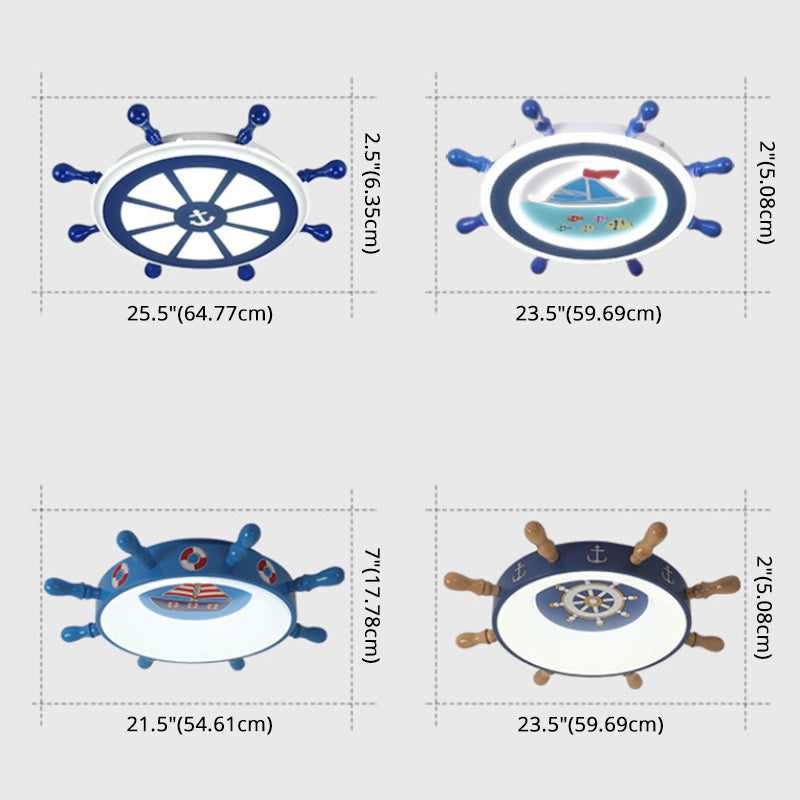 Plafonnier LED bleu en métal pour enfants, luminaire de plafond pour chambre d'enfant