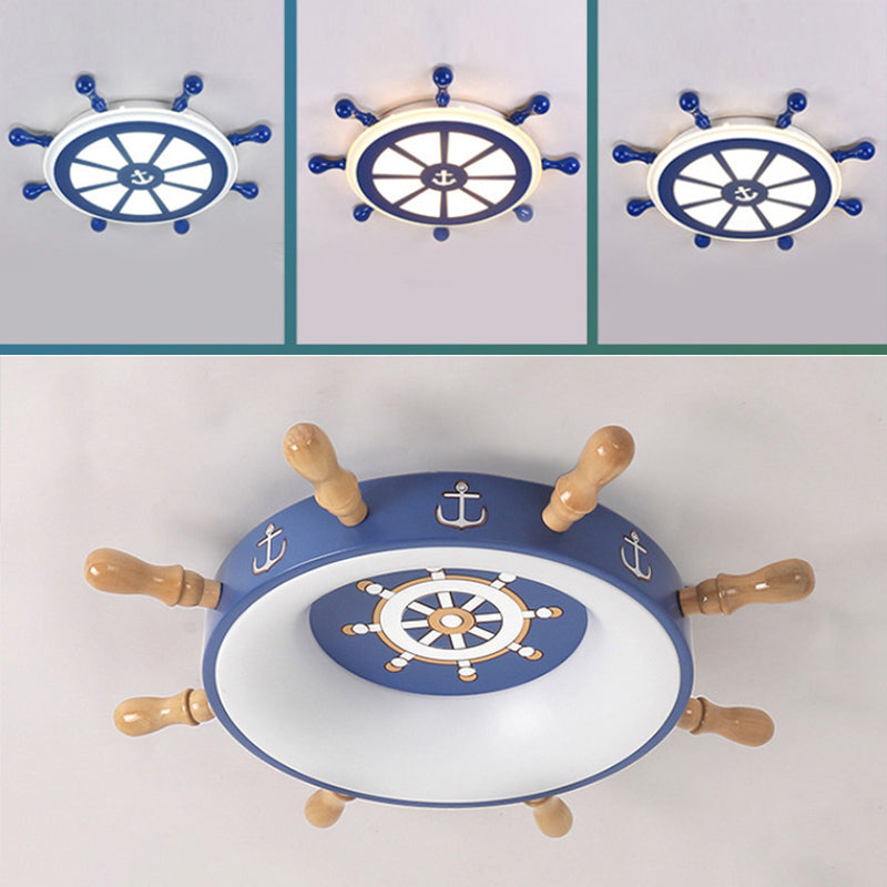 Plafonnier LED bleu en métal pour enfants, luminaire de plafond pour chambre d'enfant