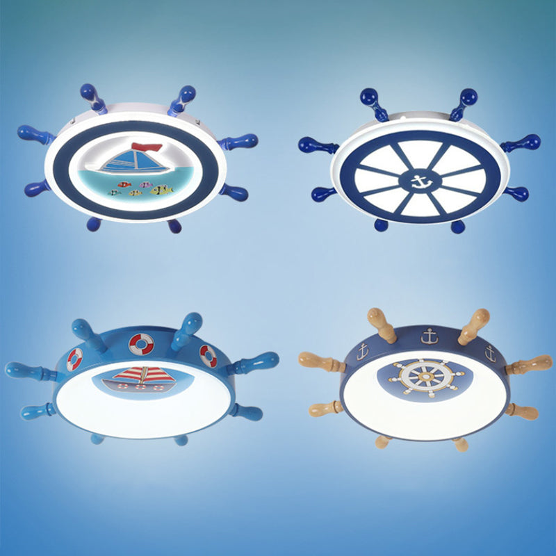 Plafonnier LED bleu en métal pour enfants, luminaire de plafond pour chambre d'enfant