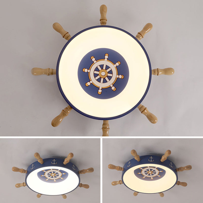 Plafonnier LED bleu en métal pour enfants, luminaire de plafond pour chambre d'enfant