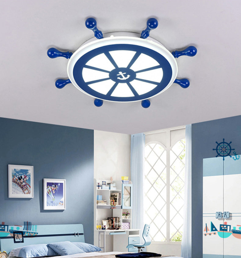 Plafonnier LED bleu en métal pour enfants, luminaire de plafond pour chambre d'enfant