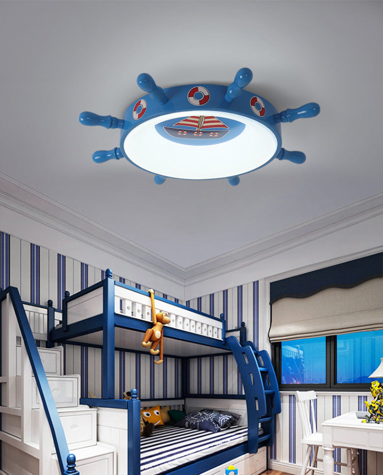 Plafonnier LED bleu en métal pour enfants, luminaire de plafond pour chambre d'enfant