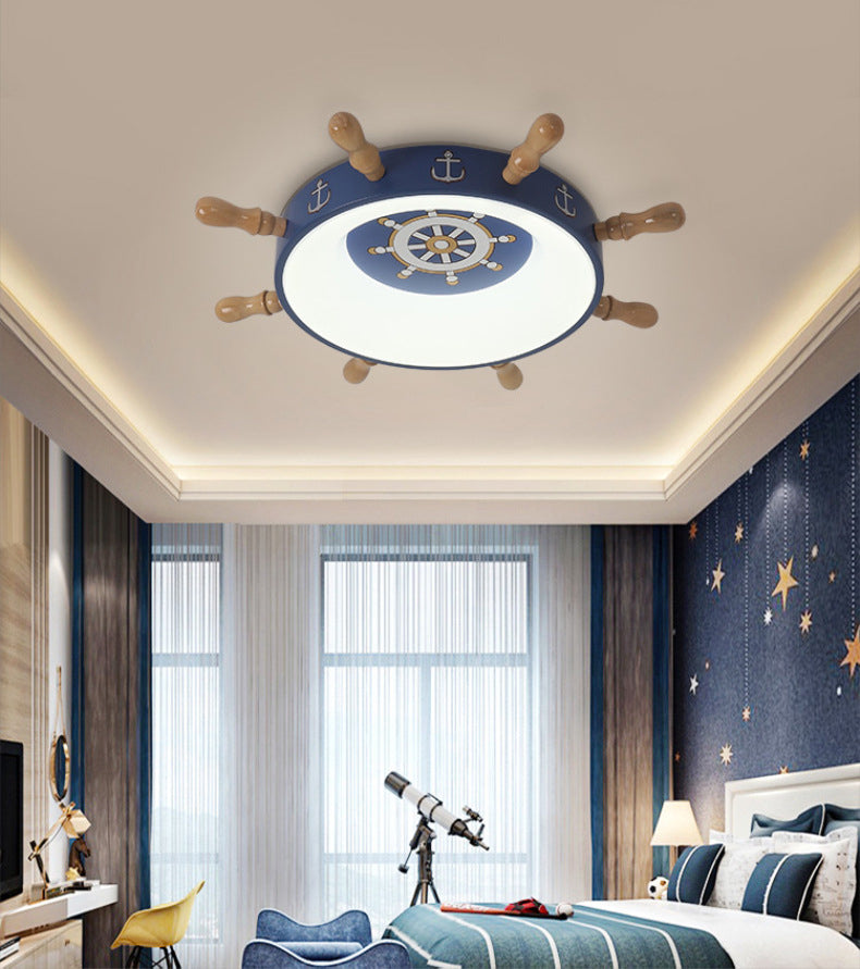 Plafonnier LED bleu en métal pour enfants, luminaire de plafond pour chambre d'enfant