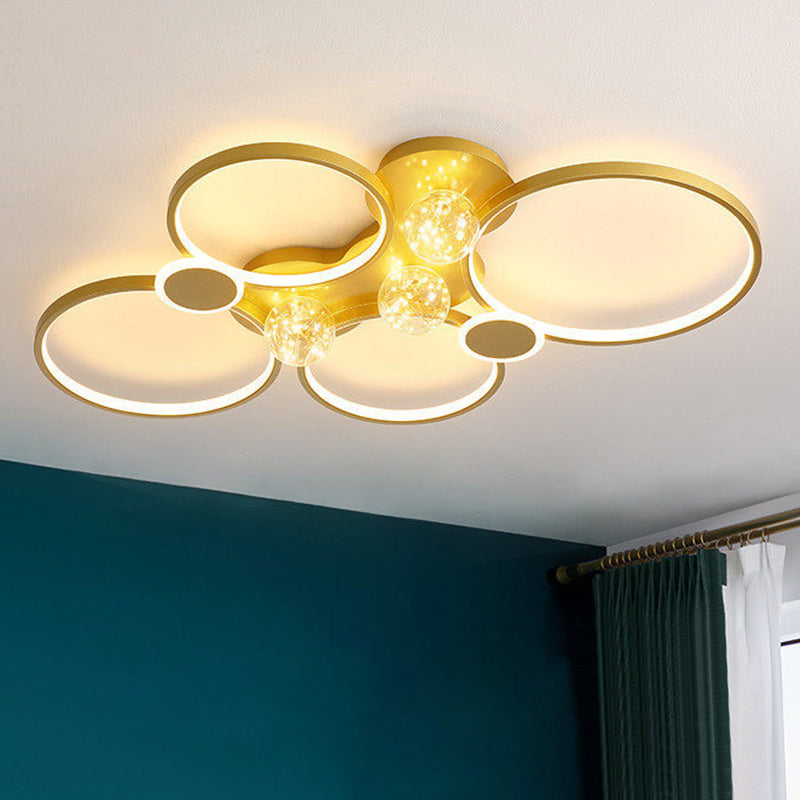 Plafoniera moderna da incasso a LED in metallo dorato per soggiorno