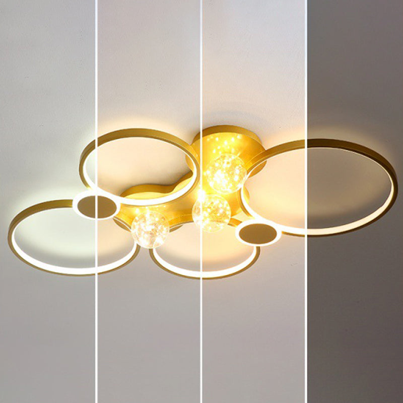 Plafoniera moderna da incasso a LED in metallo dorato per soggiorno