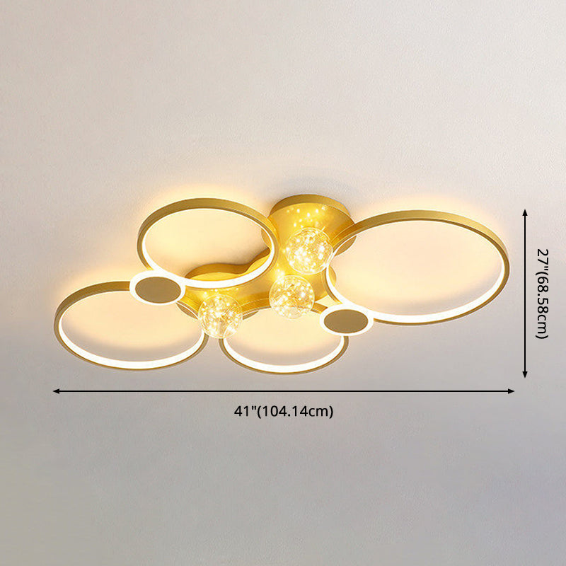 Plafoniera moderna da incasso a LED in metallo dorato per soggiorno