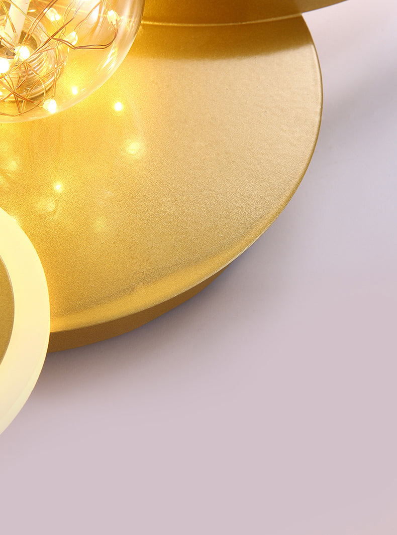 Plafoniera moderna da incasso a LED in metallo dorato per soggiorno