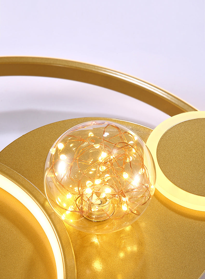 Plafoniera moderna da incasso a LED in metallo dorato per soggiorno