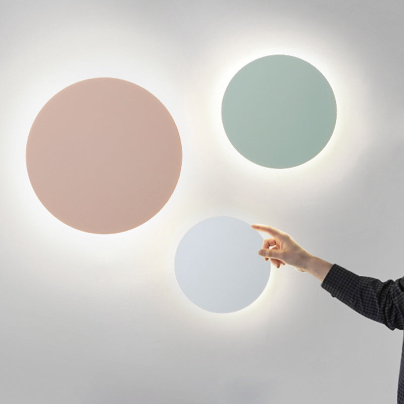 Metal Disc Wall Mount Lighting Modern Style LED Wall Sconce Lighting for Kids Bedroom