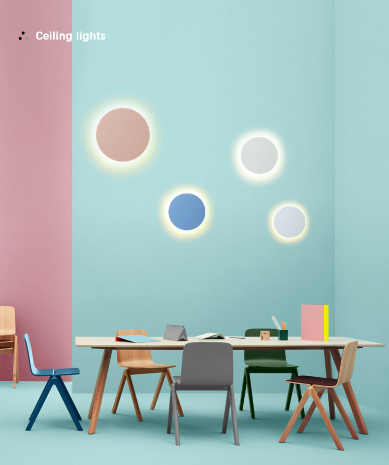 Metal Disc Wall Mount Lighting Modern Style LED Wall Sconce Lighting for Kids Bedroom