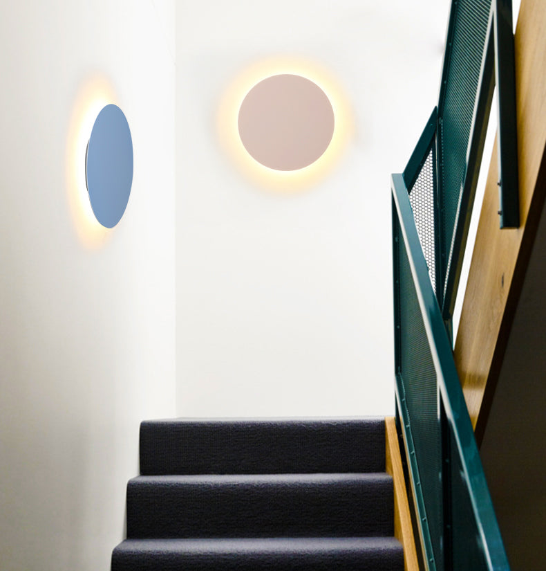Metal Disc Wall Mount Lighting Modern Style LED Wall Sconce Lighting for Kids Bedroom