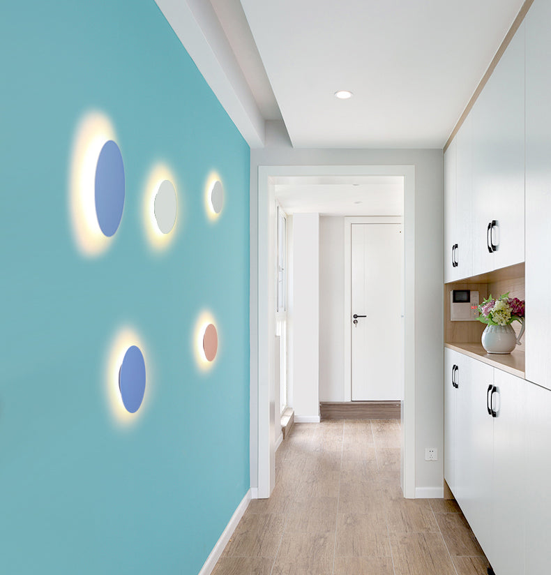 Metal Disc Wall Mount Lighting Modern Style LED Wall Sconce Lighting for Kids Bedroom