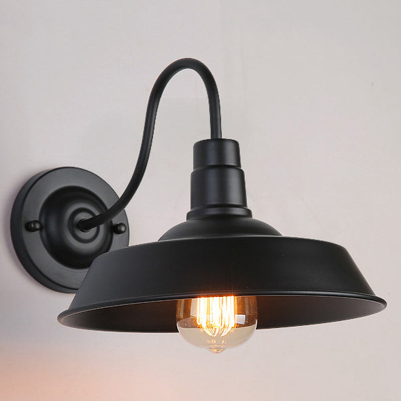 Schwarzes Scheunenwandlicht im industriellen Vintage -Stil Schmiedeeisen -Einzelwandlampe für Korridor