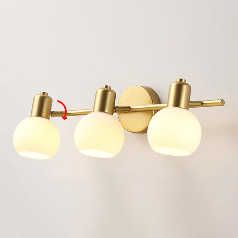 Traditional Globe Vanity Sconce Lights Milk Glass Wall Mount Light Fixture for Bathroom