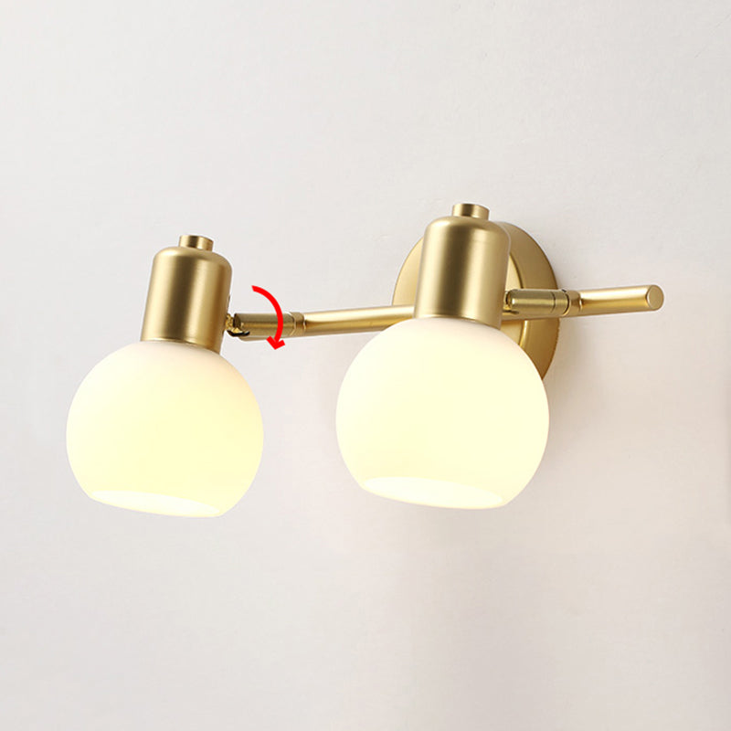 Traditional Globe Vanity Sconce Lights Milk Glass Wall Mount Light Fixture for Bathroom