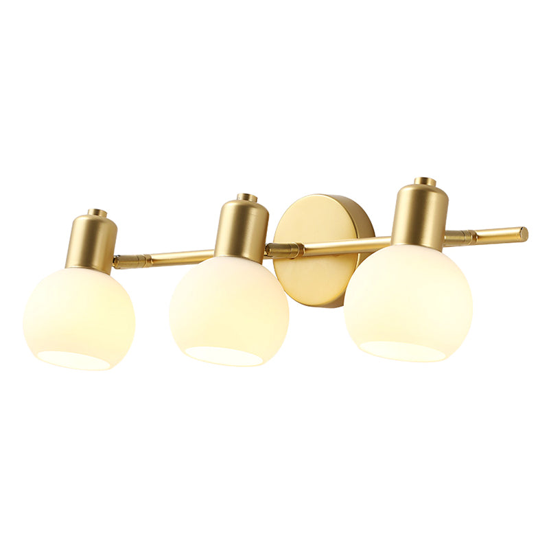 Traditional Globe Vanity Sconce Lights Milk Glass Wall Mount Light Fixture for Bathroom