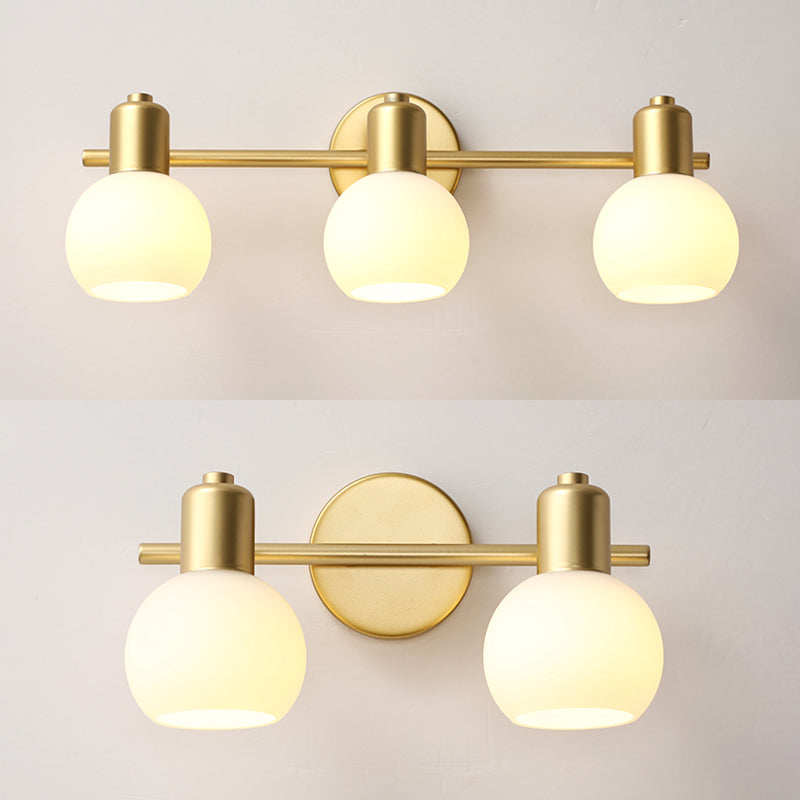 Traditional Globe Vanity Sconce Lights Milk Glass Wall Mount Light Fixture for Bathroom