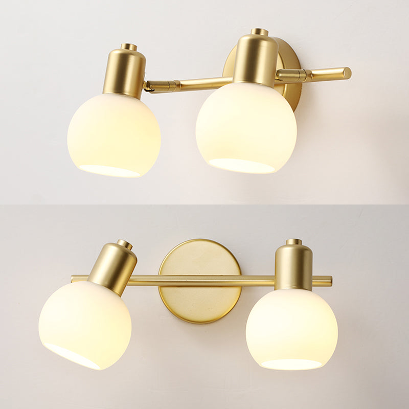 Traditional Globe Vanity Sconce Lights Milk Glass Wall Mount Light Fixture for Bathroom